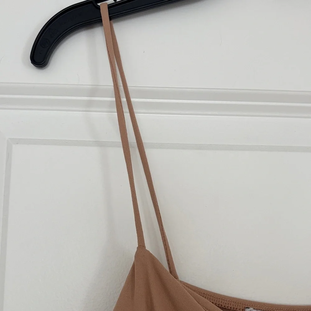 Zara Tan Cowl-Neck Spaghetti-Strap Bodysuit - Picture 6 of 7